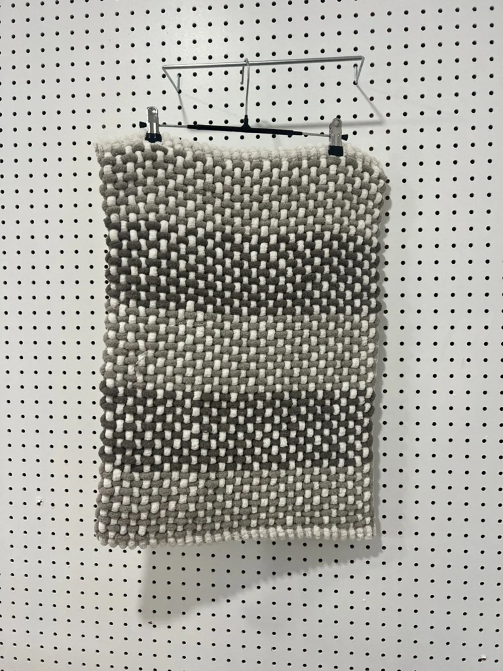 Chunky Handwoven Gray and White Wool Rug